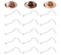 AceFun Clear Nose Stud L Shape 18G Plastic Nose Studs hide piercing for school Work Daily plastic Corkscrew invisible Nose Stud Piercing Retainers flat back Bioflex Nose studs for women men Flat Top