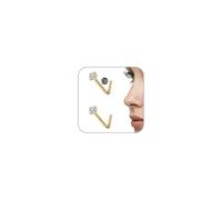 AceFun Nose Piercing Titanium Gold for Women Men 1.5 mm 2 mm 2.5 mm 3 mm Diamond 1 L S Shaped Nose Stud Pack of 2 G23 Titanium Steel Nose Piercing Stud Nostril Piercing Jewellery, Titanium
