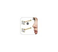 AceFun Nose Piercing Titanium Gold for Women Men 1.5 mm 2 mm 2.5 mm 3 mm Diamond 1 L S Shaped Nose Stud Pack of 2 G23 Titanium Steel Nose Piercing Stud Nostril Piercing Jewellery, Titanium