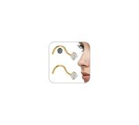 AceFun Nose Piercing Titanium Gold for Women Men 1.5 mm 2 mm 2.5 mm 3 mm Diamond 1 L S Shaped Nose Stud Pack of 2 G23 Titanium Steel Nose Piercing Stud Nostril Piercing Jewellery, Titanium