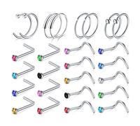AceFun Nose Rings Nose Piercing Nostril Screw 26PCS 20G 316L Surgical Stainless Steel Body Jewelry Piercing Nose Ring Studs