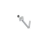 AceFun Nose Stud Titanium for Women Men L Shaped Nose Stud 1 Piece G23 Titanium Steel Nose Piercing Stud L shape Nostril Piercing Jewelry with 3mm Cubic Zirconia