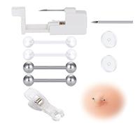 AceFun Professional Nipple Piercing Kit Needle Set Disposable Nipple Piercing Gun Belly Button Lip Tongue Ear Body Piercing Needle Tool Sets Stainless Steel for Women/Nipple Piercing Tools