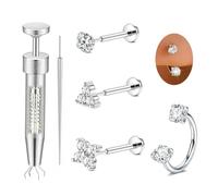 AceFun Threadless Flat Back 18g Nose Ring Stud Silver Gold Labret Earrings Lip Rings Nostril Septum Piercing Jewelry Set Gold for Women Men, Metal, cubic zirconia