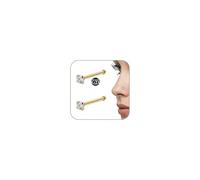 AceFun Titanium Nose Piercing 20G Shape 1L Straight Screw Nose Bolt Titanium Steel 1.5 mm 2 mm 2.5 mm 3 mm Diamond Jewellery Nose Piercing for Women and Men Gold 2 mm Cubic Zirconia, 20G, Titanium