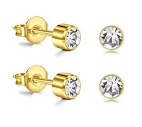 AceFun Titanium Stud Earrings Gold for Women Earrings Round 3mm CZ Helix Traugus Piercing Jewellery Earrings G23 Piercing Sleeper Cartilage Stud Ear Piercing Jewelry Set for Men