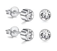 AceFun Titanium Stud Earrings Set Silver for Women Men Round 5mm Cubic Zirconia Round Tragus Helix Cartilage Piercing Jewellery G23 Stud Earring Jewelry 2 Pieces