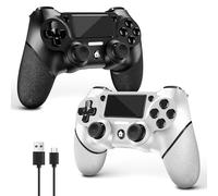 AceGamer 2 Pack Wireless Controller for PS4，Game Controller for PS4/Pro/Slim/PC，Gamepad Joystick with Turbo/Back Button/Dual Vibration/6-Axis Gyro Sensor/Touch Panel (Black and White)