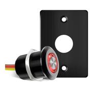 acegoo 12V Dimmer Switch, Push Button Dimmer with Red Ring Light High Side for Motorhome Camper Van Boat Truck Cars Lighting & Led Strip Light, DC12-24V 6A Full Aluminum(Black)
