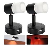acegoo 12V Reading Light Campervan 3200K/Red Night Light Built-in USB-A 18W & USB C 20W Charger, Dimmable Swivel LED Wall Lamp Frosted Acrylic Lampshade for Caravan Boat Motorhome, Black 2pcs