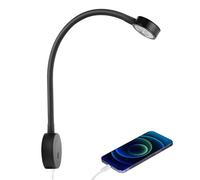 acegoo 12V Reading Light Campervan Bedside LED Motorhome Caravan Reading lamp Flexible Gooseneck DC 24V Bed Light Wall Mounted with Press Dimmer Switch&USB Charger for Boat RV Cabin Truck(Black)