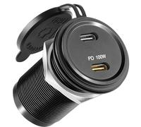 acegoo 12V USB C Socket 100W PD & 20W PD Campervan USB Outlet All-Aluminum Laptop Waterproof Charger, Fast Charging for Motorhome Marine Boat Bus Car Truck ATV Golf (1Pack)