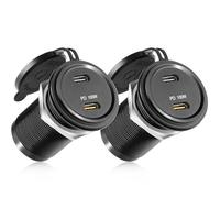 acegoo 12V USB C Socket 100W PD & 20W PD Campervan USB Outlet All-Aluminum Laptop Waterproof Charger, Fast Charging for Motorhome Marine Boat Bus Car Truck ATV Golf (2Pack)