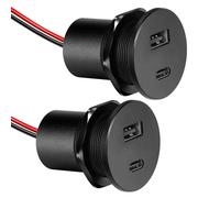 Acegoo 12V USB Outlet 30W PD Type-C & 18W QC3.0 Aluminum USB Charger Socket Dual Port Fast Charging Recessed Mount Replacement Car Charger Accessories for RV Camper Trailer Truck Boat Golf (2Pcs)