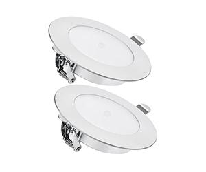 Acegoo 2 x 12V LED Downlights Campervan Boat Recessed Ceiling Spot Light with On/Off Dimming Switch & Blue Light for Truck Trailer Motorhome Kitchen Van Interior Lighting (Satin Silver 3000K)