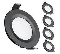 acegoo 4 x 12V LED Recessed Ceiling Lights Campervan Dimmable Downlights for Motorhome Boat Van Caravan Yacht Bathroom, Full Aluminum Round Puck Lights (Black, Warm White 3200K)