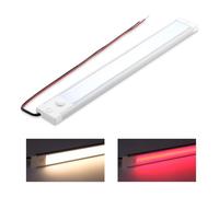 acegoo Campervan Boat 12V Under Cabinet LED Lighting Dimmable Linear Light Bar with Integral On Off Dimming Switch & Red Night Light for Kitchen Countertop, Screw Mount Hard-Wired 305mm(3000K)