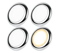 acegoo Campervan Boat LED Ceiling Light Surface Mount 12V 80mm PC Material Puck Light for Camper Van Truck Motorhome Car Interior Lighting, 12 Volt Under Cabinet Downlight (Chrome,3000K)