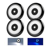 acegoo RV LED Puck Light Camper Van 3” Overhead Ceiling Light, 12V Down Light for Motorhome Boat Truck Trailer Cars, Inbuilt Dimmer Switch & Blue Nightlight, CRI90+ (Black 5000K)