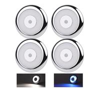 acegoo RV LED Puck Light Camper Van 3” Overhead Ceiling Light, 12V Down Light for Motorhome Boat Truck Trailer Cars, Inbuilt Dimmer Switch & Blue Nightlight, CRI90+ (Chrome 5000K)