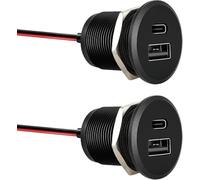 acegoo USB Socket 12V Outlet Aluminum Campervan USB-C Charger, Dual 20W PD3.0 Type-C & 18W QC3.0, Multi Port Fast Charging Replacement for Camper Trailer Truck Boat (2Pack)