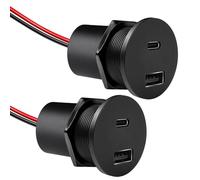 acegoo USB Socket 12V Outlet Campervan CNC Aluminum 48W Type A + Type C, PD3.0 & QC3.0 Fast Charging for Motorhome RV Marine Boat Bus Car Truck Van, 2 Pack