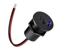 acegoo USB Socket 12V Outlet Campervan CNC Aluminum with Switch& Blue Backlight, PD3.0 & QC3.0 Fast Charging Type A + Type C for Motorhome Caravan Boat Bus Car Golf Truck Van, 1 Pack