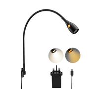 acegoo Wall Mounted Minimalist Bedside Reading Light, Wooden Headboard Mount Flexible Gooseneck Book Light, Handy Lamp Head Switch, 3000K/Amber LED CRI 95, Powered by Type-C Adapter (Black)