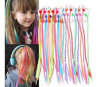 ACEHOME 24 Pcs Kids Hair Extensions With Clips, Clip-on Neon Braid Extensions for Girls Decor Birthday Party Favors Children Performance