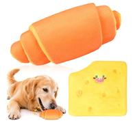 Acehome 2pcs Dog Enrichment Toys Set, Dog Squeaky Chew Toys, Soft Croissant Shaped Cheese Treat Hiding Puzzle Toy, Interactive Plush Dogs Toy for Small & Medium Dogs