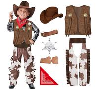 Acehome Cowboy Costume Set, Cowboy Hat Outfit for Kids, Multicolor, XL