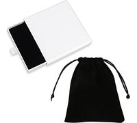 Acehome Jewelry Gift Box with Velvet Bag, Necklace Bracelet Earring Kraft Organizer Box Portable Square Lidded Pendent Storage Case for Birthday Xmas Christmas Wrapping-White/9x9x1.8cm