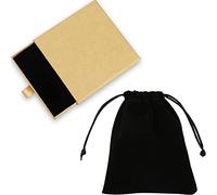 Acehome Jewelry Gift Box with Velvet Bag, Necklace Bracelet Earring Kraft Organizer Box Portable Square Lidded Pendent Storage Case for Birthday Xmas Christmas Wrapping-Buff/9x9x1.8cm