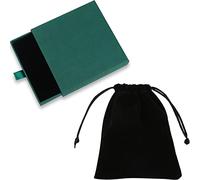 Acehome Jewelry Gift Box with Velvet Bag, Necklace Bracelet Earring Kraft Organizer Box Portable Square Lidded Pendent Storage Case for Birthday Xmas Christmas Wrapping-Green/9x9x1.8cm