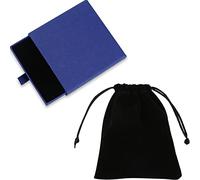 Acehome Jewelry Gift Box with Velvet Bag, Necklace Bracelet Earring Kraft Organizer Box Portable Square Lidded Pendent Storage Case for Birthday Xmas Christmas Wrapping-Blue/9x9x1.8cm