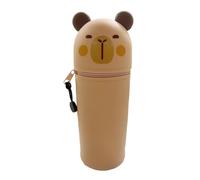 Aceirropy Desk Organizer Pen Holder | Creative Capybara Stationery Case - Zippered Opening Silicone Storage Organizer for Kids Teens Dorm School Teacher Classroom Home Supplies