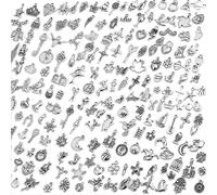 Acejoz 200Pcs Silver Charms for Jewelry Making and Bracelets, Wholesale Bulk Assorted Mixed Tibetan Earring Charms for DIY Necklace Bracelet Jewelry Making and Crafting