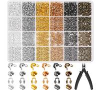 Acejoz 2220 Pieces Crimp Beads for Jewelry Making, Knot Covers, Crimp Bead Covers, Crimp Tubes and Wire Guardians with Crimping Pliers for DIY Jewelry Bracelets Necklaces Making