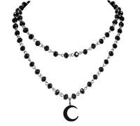 Acekiily Gothic Layered Black Moon Choker Necklace for Women Vintage Gothic Bat Necklace for Women Halloween Party Rock Jewelry, Middle-sized, Metal, No Gemstone