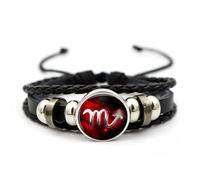 Acekiily Zodiac Vintage Star sign Bracelets 12 Star sign Leather Adjustable Bracelets Zodiac Guardian Bracelet Gift for Constellation Lover Woven Bracelets Birthday Jewelry Gift for Women Mens