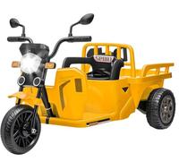 Acekool 12V Kids Electric Ride-on Tricycle with Cargo Trailer | Electric Trike with Bluetooth, Music, Headlights & Mirrors, 3-Wheel Toy Tractor, Max 66 lbs, for Kids Ages 3+, Yellow