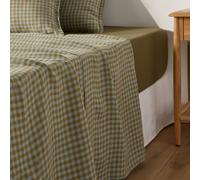 Acélie Olive/Opaline Washed Linen Flat Sheet Olive Green/Opaline