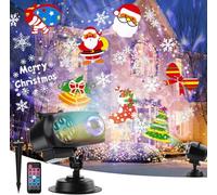 ACELIFE Christmas Projector Outdoor, 2-in-1 Water Wave Halloween Projector Lights, Indoor LED Snowflake Projection Light with Remote, Projection Lamp Garden Party Celebrations,14 Slides 10 Colors