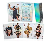 ACELION Greek Mythology Playing Cards - Premium Poker Deck with Silver Holographic Foil Finish & Blue Foil Edges - Luxury Collectible Card Game Set for Adults, Poker Night & Gif