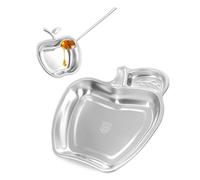 AceList 2 Pcs Rosh Hashanah Honey Dish Set, Apple Shaped Rosh Hashanah Plates with Dipping Spoon, Apple and Honey Dish for Jewish Rosh Hashanah Gifts, Shana Tova Table Decorations