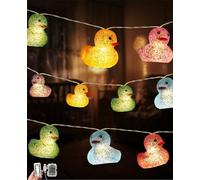 AceList 20 LED Glitter Rubber Ducks String Lights - Perfect for Kids, Parties, and Children's Room, Nurseries Decor - Battery or USB Powered - Squeezable and Sound-Enabled