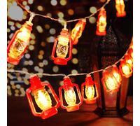 AceList 30 LED Red Lantern Mini Kerosene String Lights for Patio Garden Holiday Home Decorations (Warm White Light)