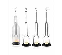 AceList 4 pakes Wrought Iron Hanging Candelabra, Matte Black Finish Decorative Candle Holder for DIY Lighting Wine Bottle Jar Perfect DIY Birthday Gift Party Lantern Lamp Garden Porch