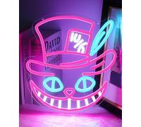 AceList Cheshire Cat Decor Neon Sign Alice In Wonderland Decor, USB Powered Cat Neon Sign Wall Light for Birthday, Halloween, Bridal Shower, Cosplay, Tea Party, Classroom Decorations