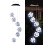 AceList Iridescent Party Solar Wind Chimes for Outside, Wind Mobile Waterproof Outdoor Iridescent Rose-Shaped Windchime Lights,Hanging Wind Chimes for Garden Yard Patio, Unique Gifts for Women